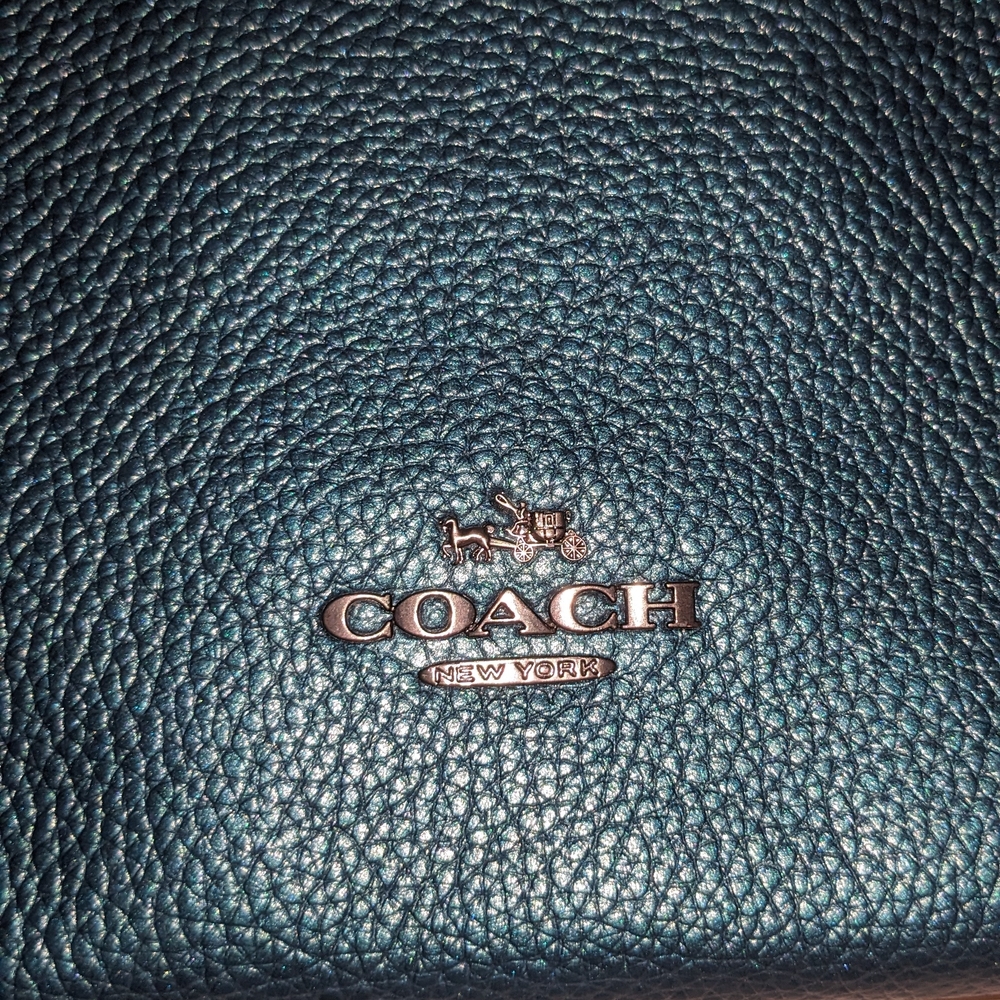 Coach Metallic Teal Carrie Crossbody Bag - Picture 6 of 10